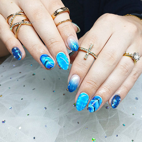 blue marble nail art
