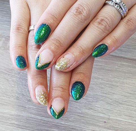 Green glitter nails