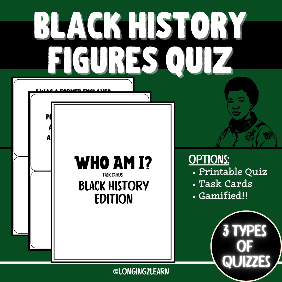 Black History Month Quiz Packet | Printable Quiz, Task Cards, & Game Format