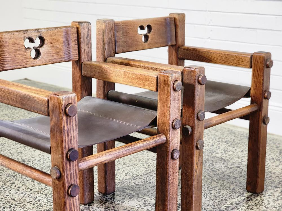 Nore Dining Chairs with Clover Detail and Signature Aubergine Leather - courtesy of Lawsons Auctions