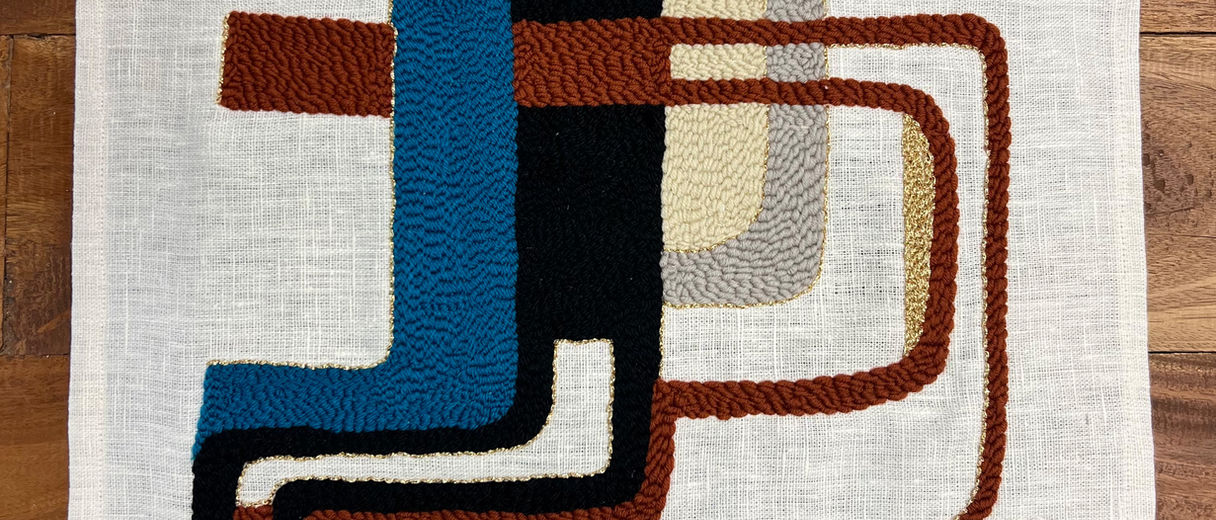 modern embroidery, art textile, unique piece, artdeco