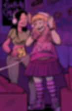 Ana e Ju de aqueles dias em uma loja de CDs