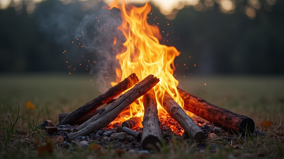 Nahaufnahme eines Lagerfeuers mit traditionellen Beduinenutensilien im Vordergrund