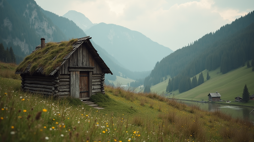 Weitwinkelaufnahme eines traditionellen Beduinenzeltes in der Schweizer Natur