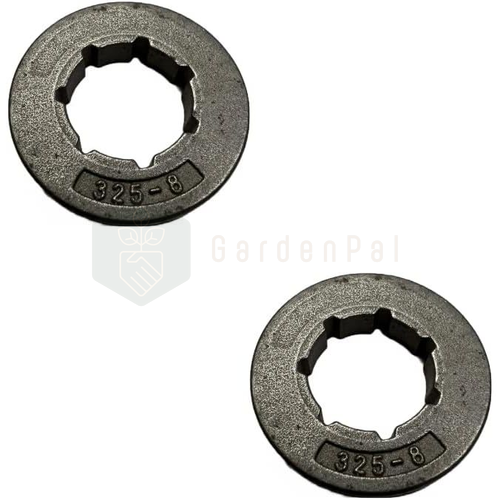 GardenPal Rim Sprocket .325-8 Tooth, Small Spline, Replaces Oregon 11891, Husqvarna, Jonsered, Stihl (2 Pack)