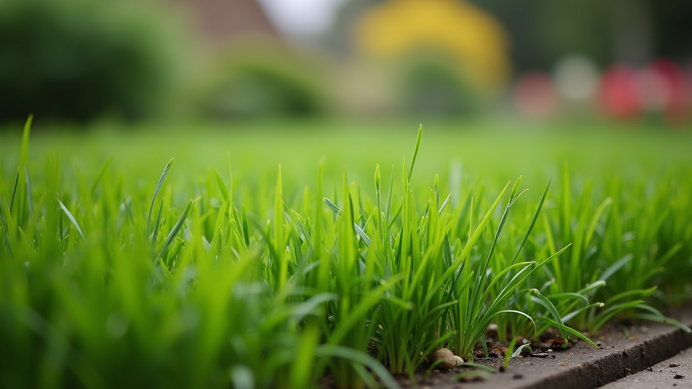 Close-up view of freshly cut grass with trimmed edges along a garden bed