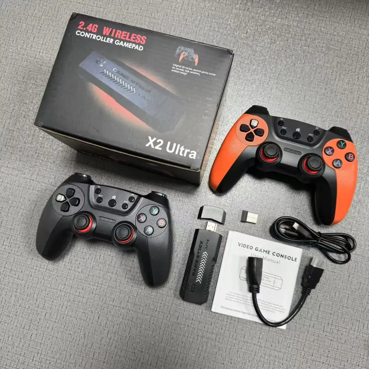 NEW X2 Ultra Video Game Stick Console with 2.4G Double Wireless Controllers 4K H