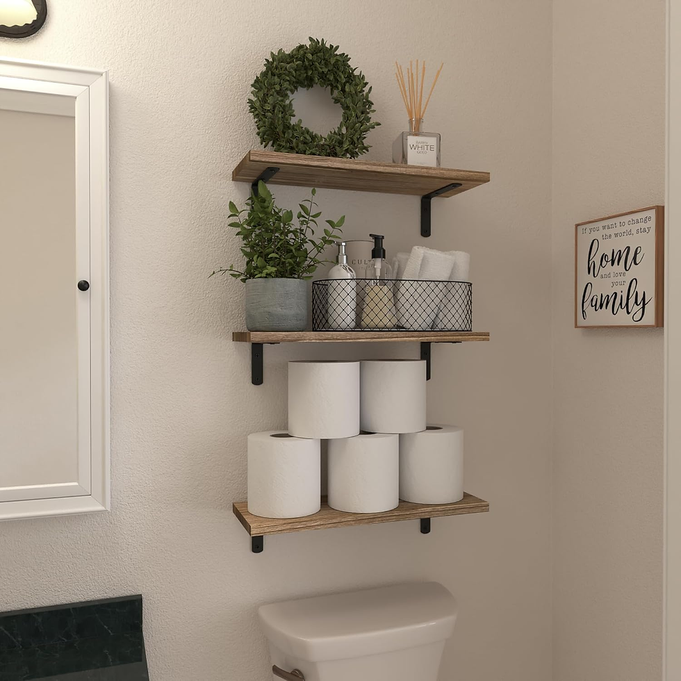 Thumbnail: Wood Floating Shelves Set of 6, Shelves for Wall Decor, Farmhouse Shelf for Bedr