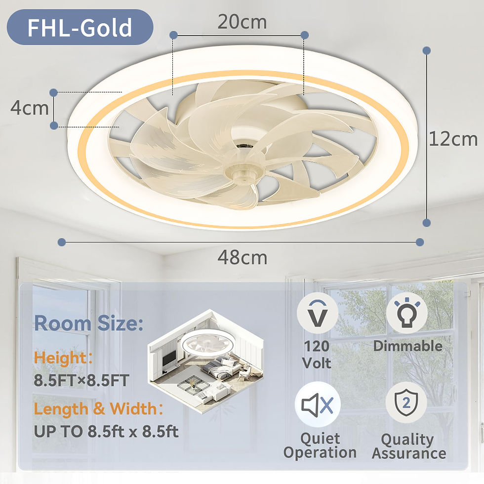 Thumbnail: Intelligent Ceiling Fan Light, Silent, Timed, with Remote Control, Unlimited Dim