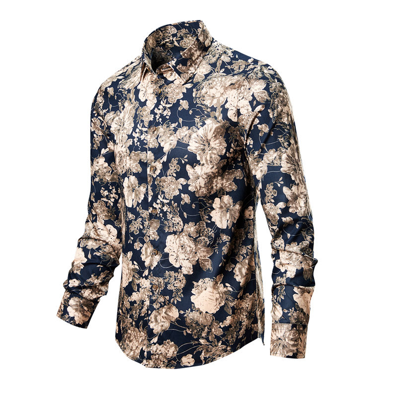 Thumbnail: Man's shirts Cotton Vintage clothes flowers shirt Korean clothing  men's fashion