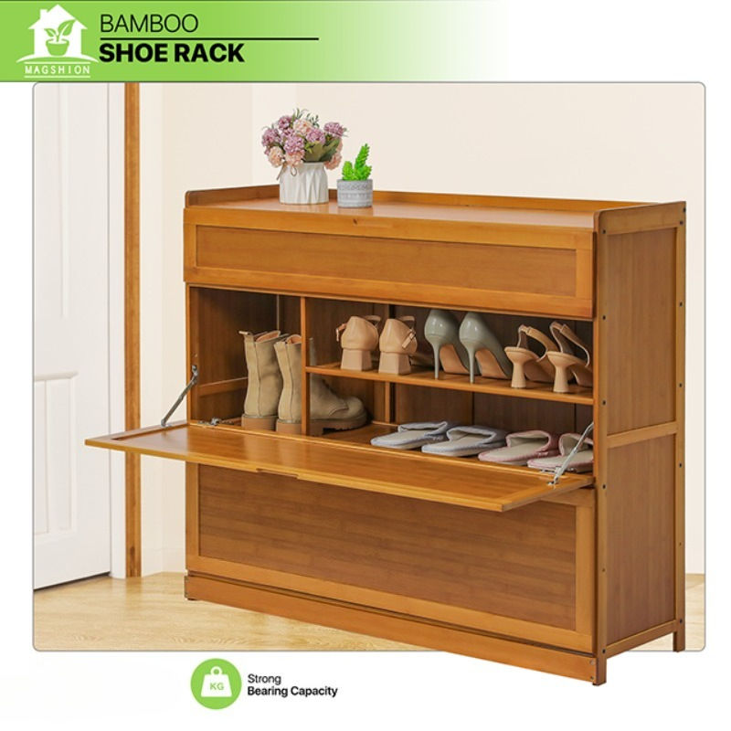 5 Tier Shoe Storage Cabinet with Pull-Down Doors for Heels Sneakers Shoes Rack O