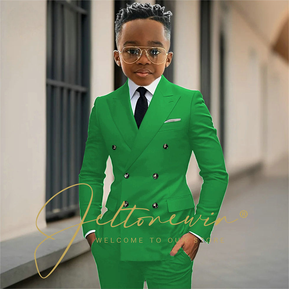 Thumbnail: Boy's Beige Suit Set Double Breasted Blazer Pants 2 Pieces Classic kids Wedding 