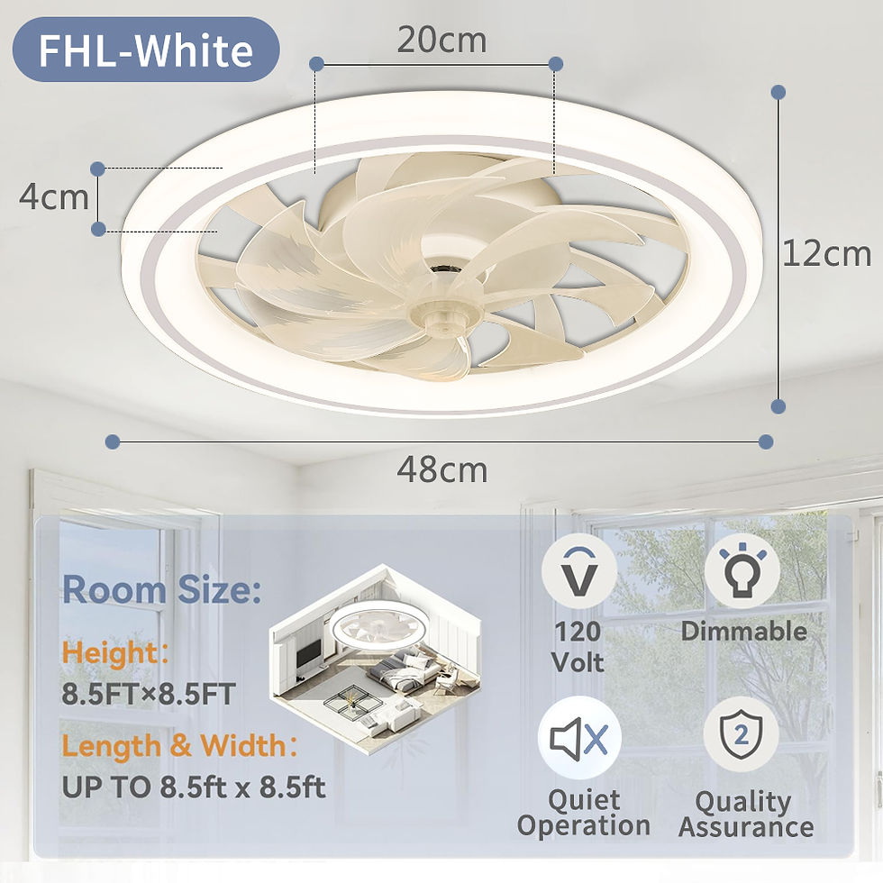 Thumbnail: Intelligent Ceiling Fan Light, Silent, Timed, with Remote Control, Unlimited Dim