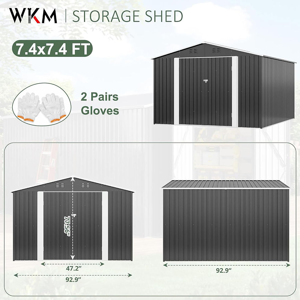 Thumbnail: 8x8 FT Outdoor Storage Shed, Utility Metal Tool Storage with Lockable Doors and 