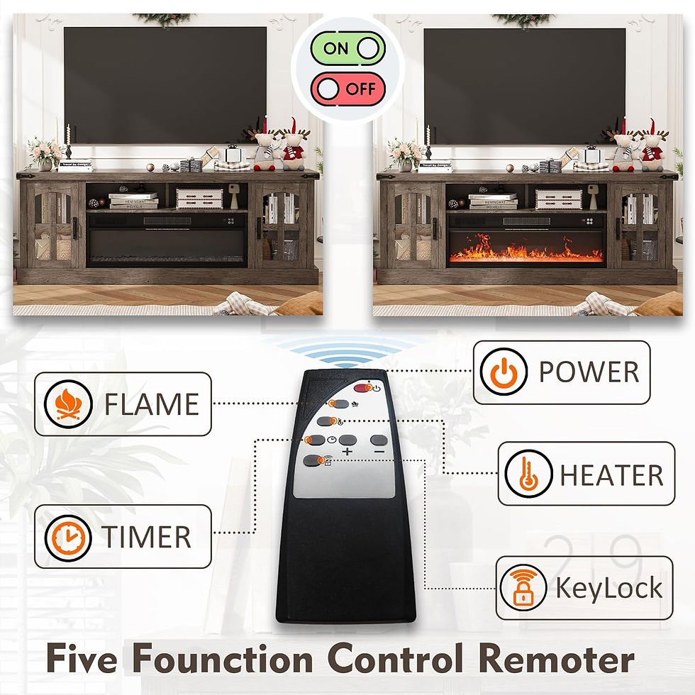 Thumbnail: Farmhouse Entertainment Center 71 Inch Electric Fireplace LED Lights Customizabl