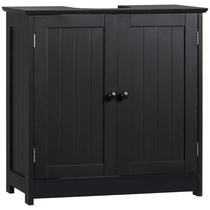 Thumbnail: Black Under Sink Cabinet with 2 Doors and Shelf, Pedestal Sink Vanity, Bathroom 