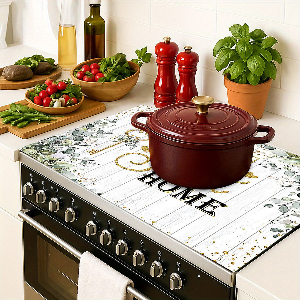 Thumbnail: 1pc 2D Stove Protector Mat | Featuring a Home Sweet Home Design with Eucalyptus 