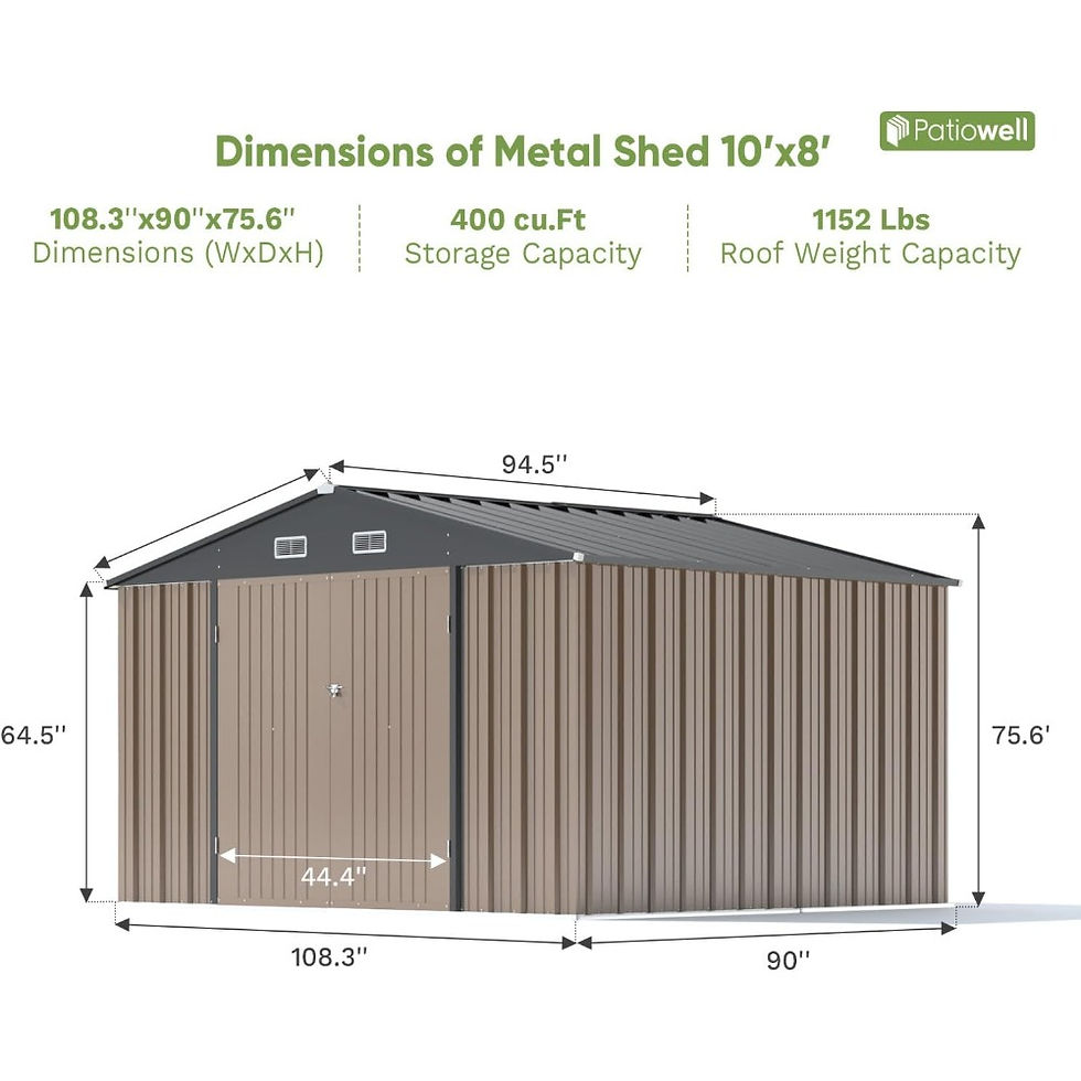 Thumbnail: US Local Stock Best Choice 10 x 8 FT Outdoor Storage Shed Large Garden Tool Meta