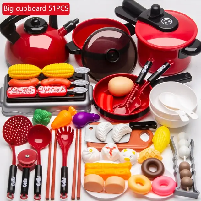 Thumbnail: Kitchen Toys Set For Kids Girl Cooking Baby Cutting Fruit Cooking Kitchen Utensi