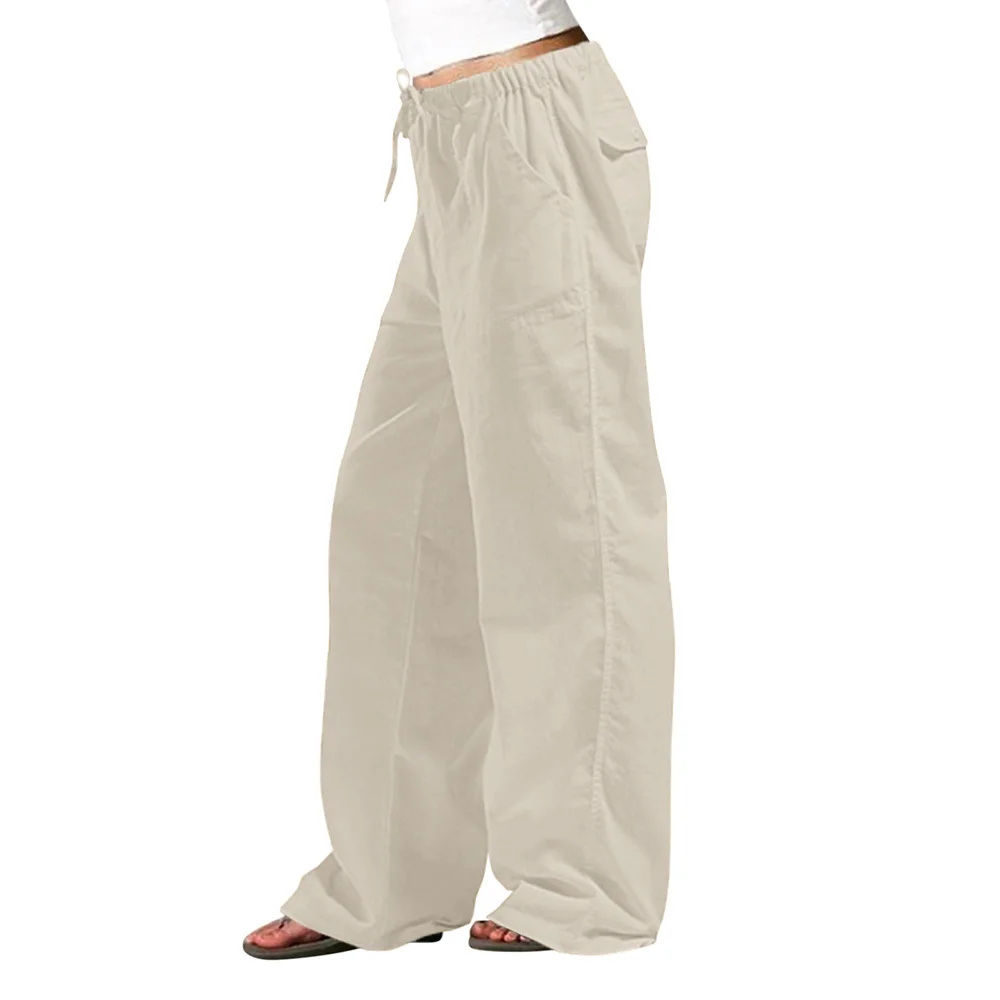 Summer Women Cotton Linen Pants Hight Waist Loose Oversized Trousers Female Long
