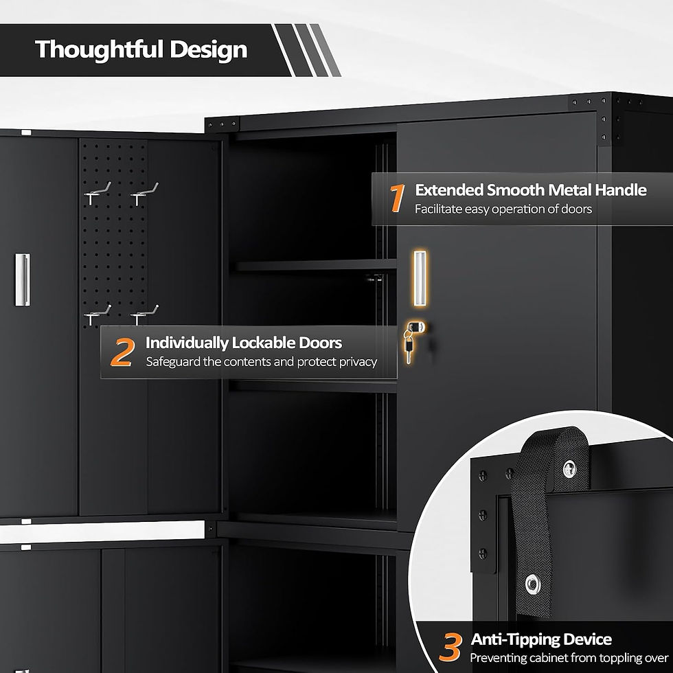 Thumbnail: Large Metal Garage Storage Cabinet With Lockable Doors, Heavy Duty Steel Utility