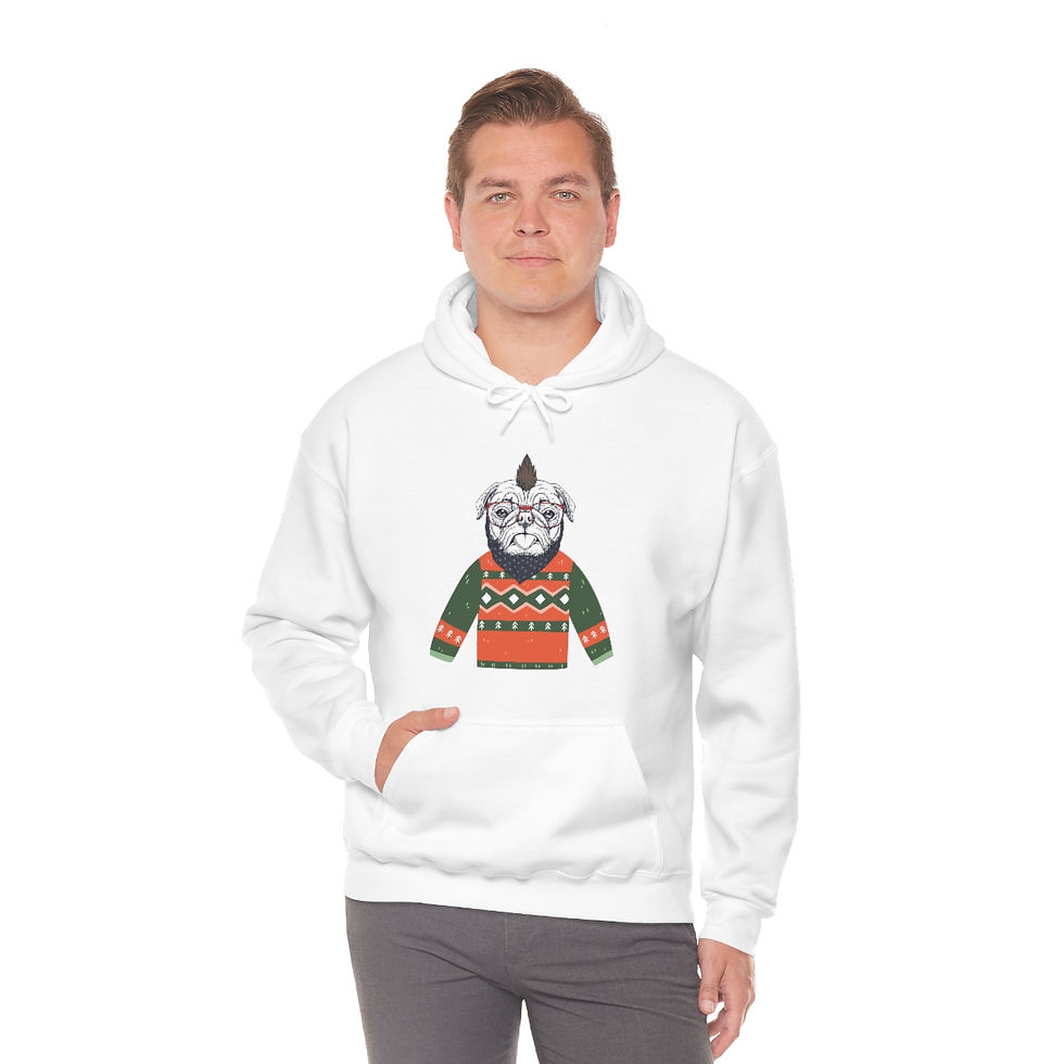 Thumbnail: Bulldog in Orange and Green Sweater: Unisex Heavy Blend™ Hooded Sweatshirt