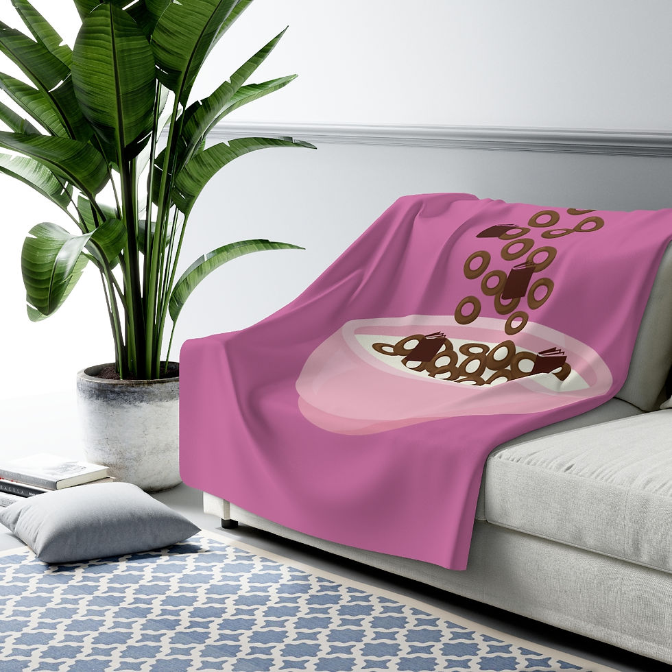 Thumbnail: Pink Bowl of Book Cereal: high quality cozy fleece blanket