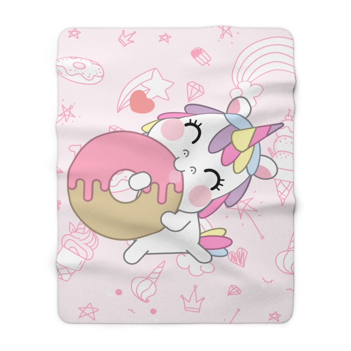 Cute Unicorn Eating a Donut: High Quality Cozy Fleece Blanket