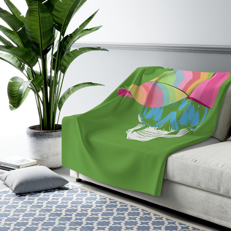 Thumbnail: Ski Skull With Multi-Colored Hat: high quality cozy fleece blanket