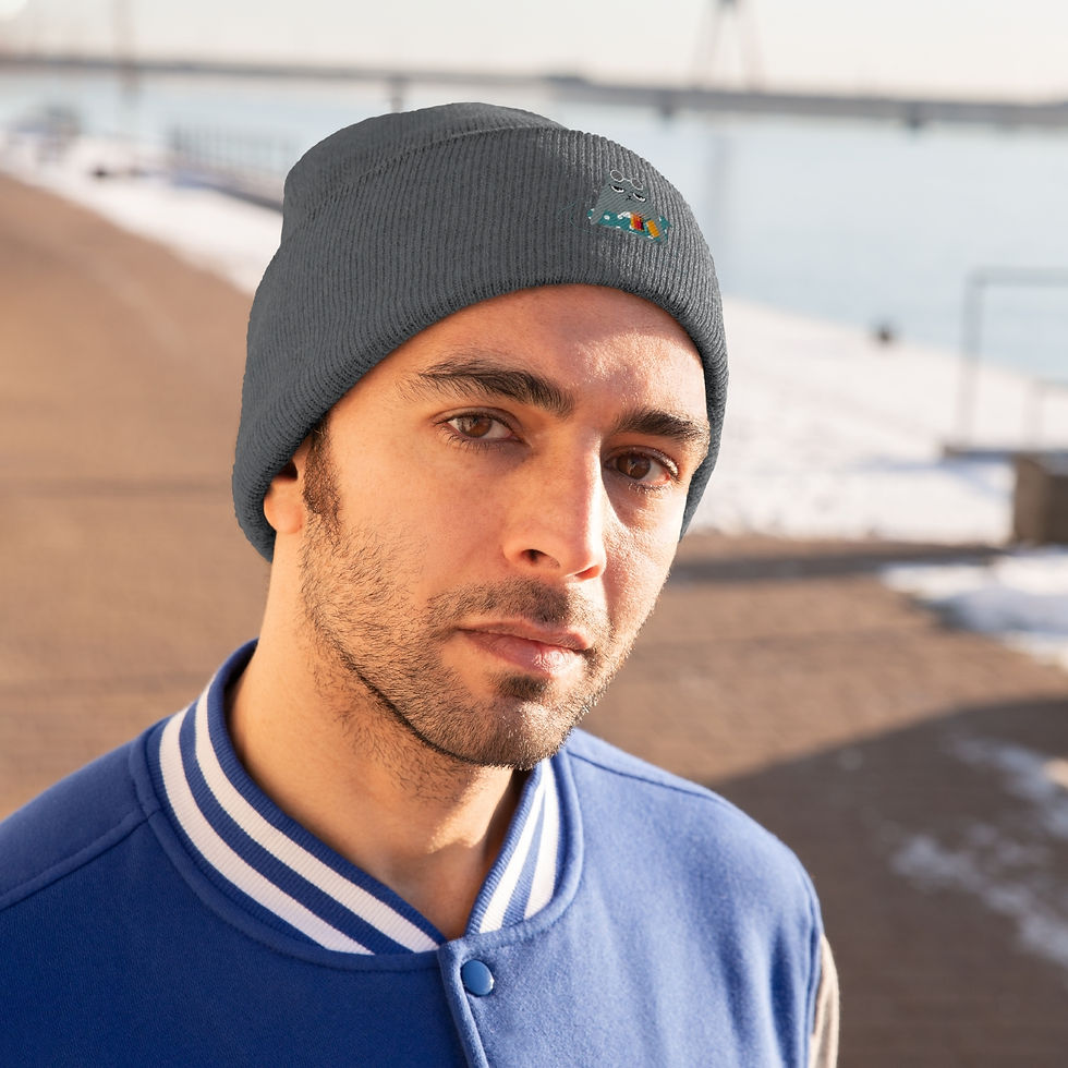 Thumbnail: Gray the swimming cat, Knit Beanie