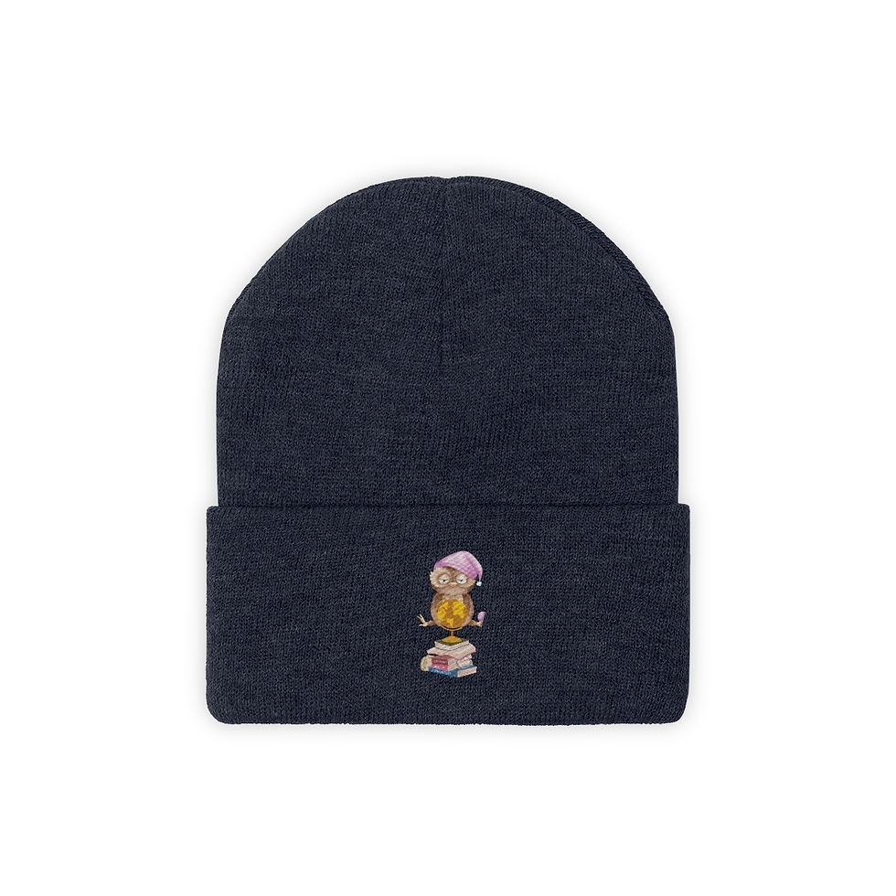Thumbnail: Sleepy Owl #1;  Knit Beanie