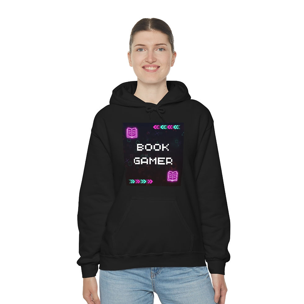 Thumbnail: Book Gamer, Pink and Purple Retro: Unisex Heavy Blend™ Hooded Sweatshirt
