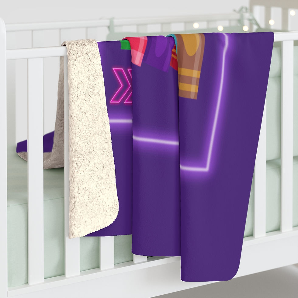 Thumbnail: Game Over Book Stack Purple: High Quality Cozy Fleece Blanket