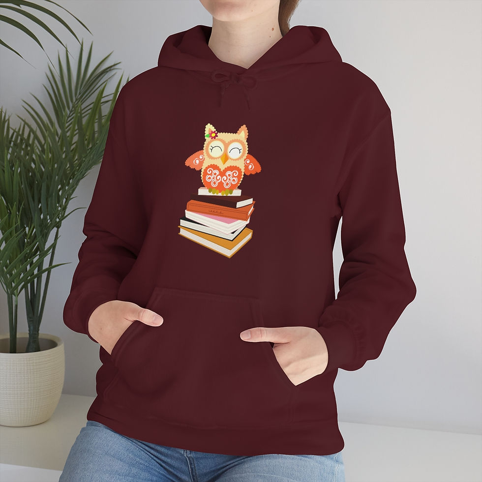 Thumbnail: Fancy Owl Stack Orange: Unisex Heavy Blend™ Hooded Sweatshirt