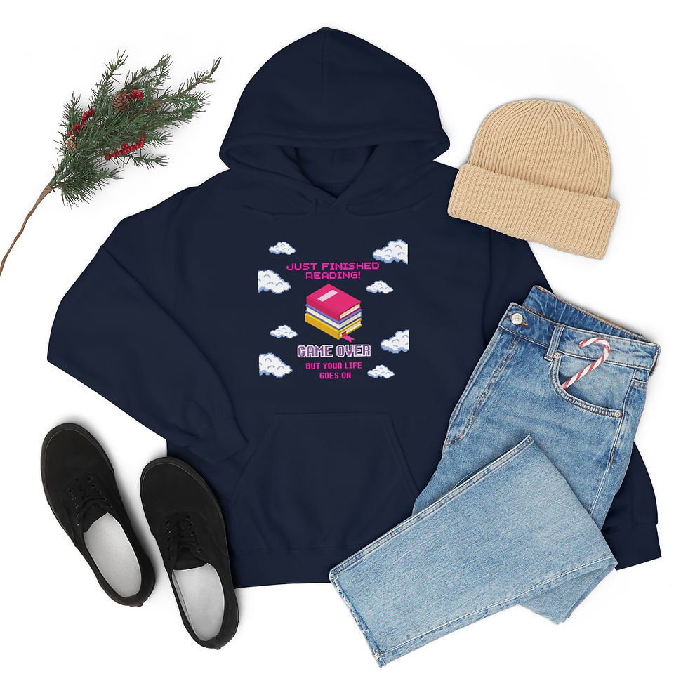 Thumbnail: Book Over But Life Goes On With Clouds: Unisex Heavy Blend™ Hooded Sweatshirt