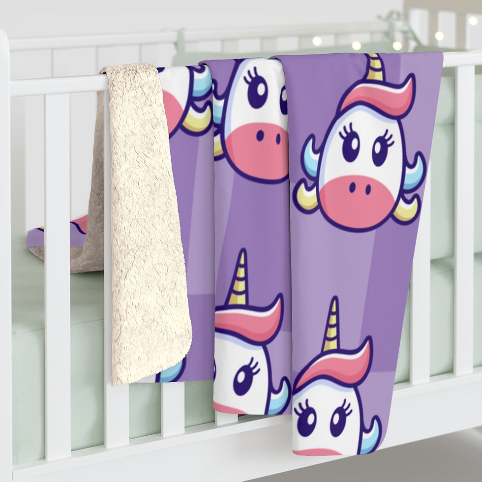 Thumbnail: Purple Unicorn Background; High Quality Cozy Fleece Blanket
