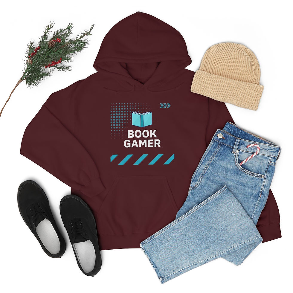 Thumbnail: Book Gamer Light Blue Text: Unisex Heavy Blend™ Hooded Sweatshirt