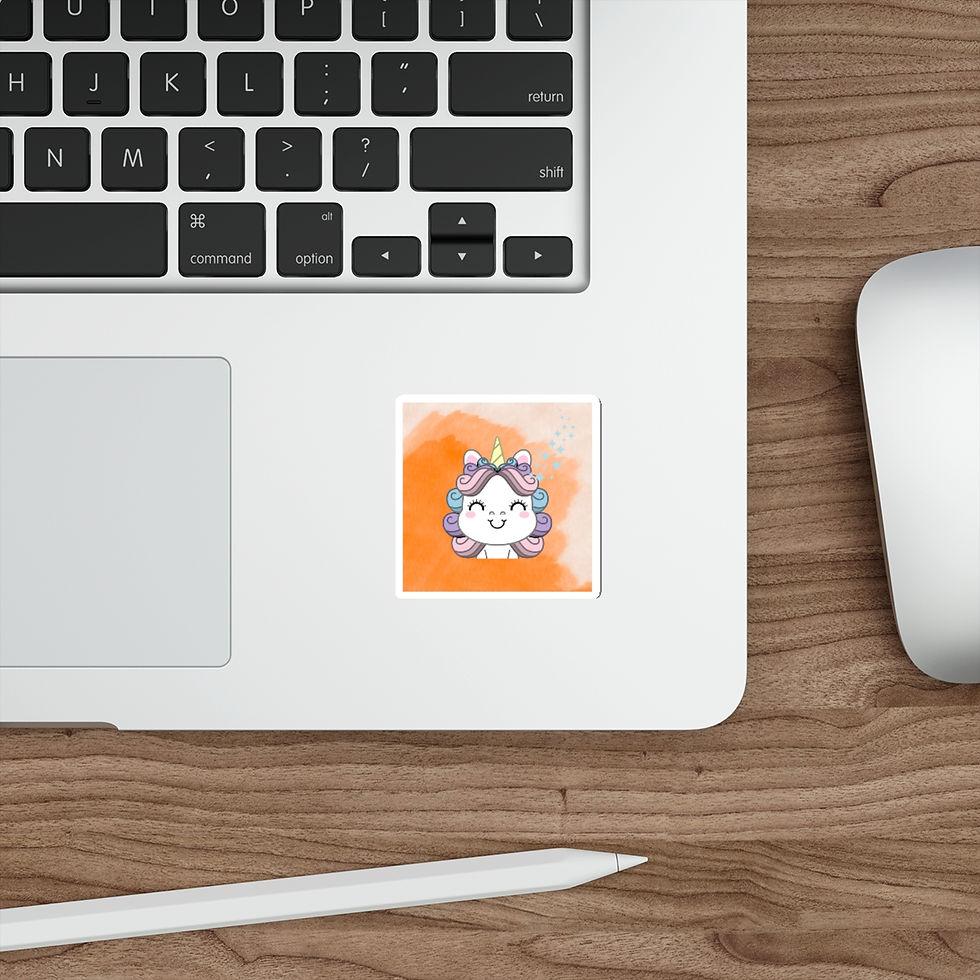 Thumbnail: Cute Unicorn with Pink Background; Die-Cut Stickers