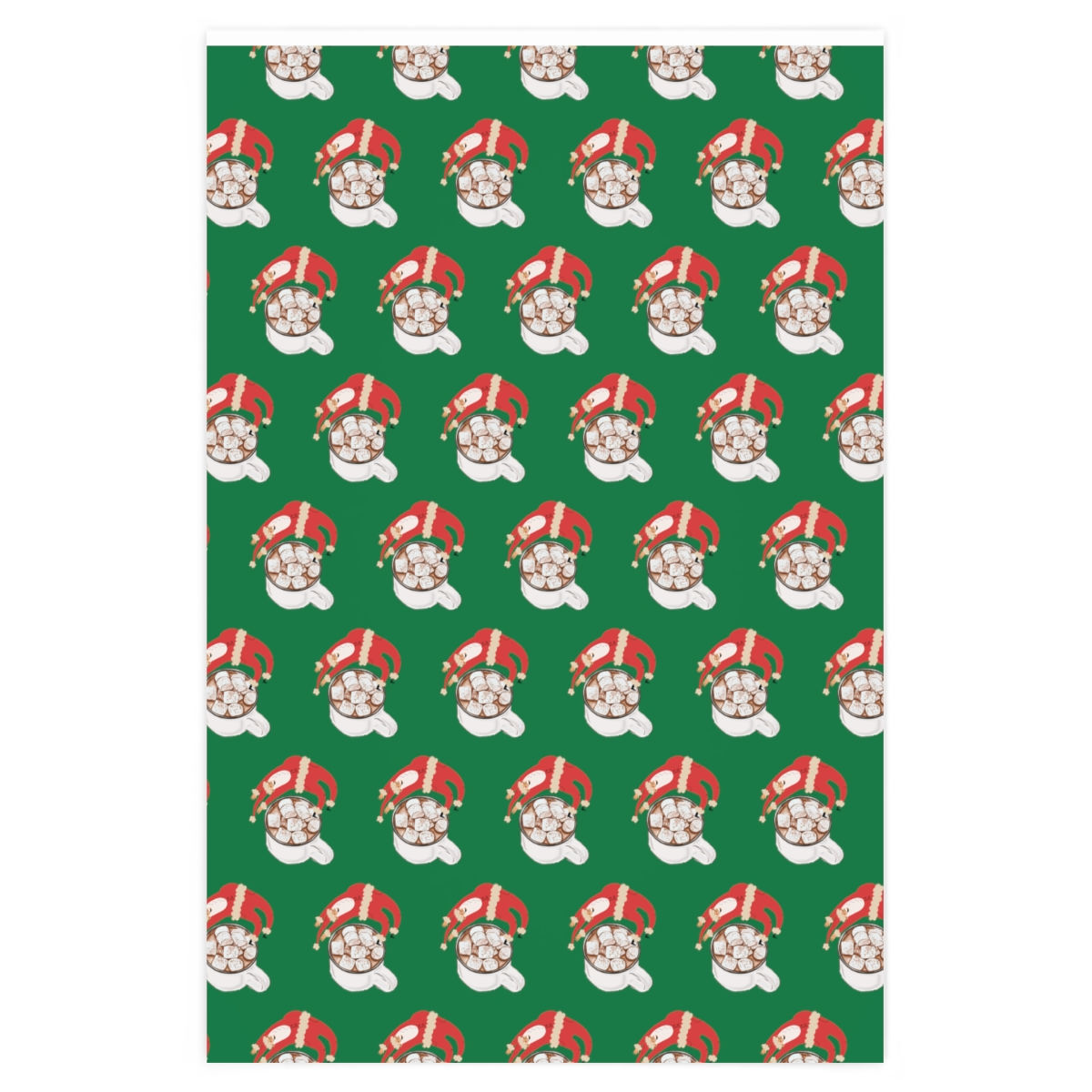 Santa Back Flipping Over a Cup of Hot Cocoa: Wrapping Paper