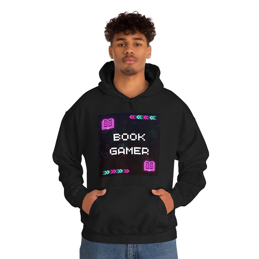 Thumbnail: Book Gamer, Pink and Purple Retro: Unisex Heavy Blend™ Hooded Sweatshirt