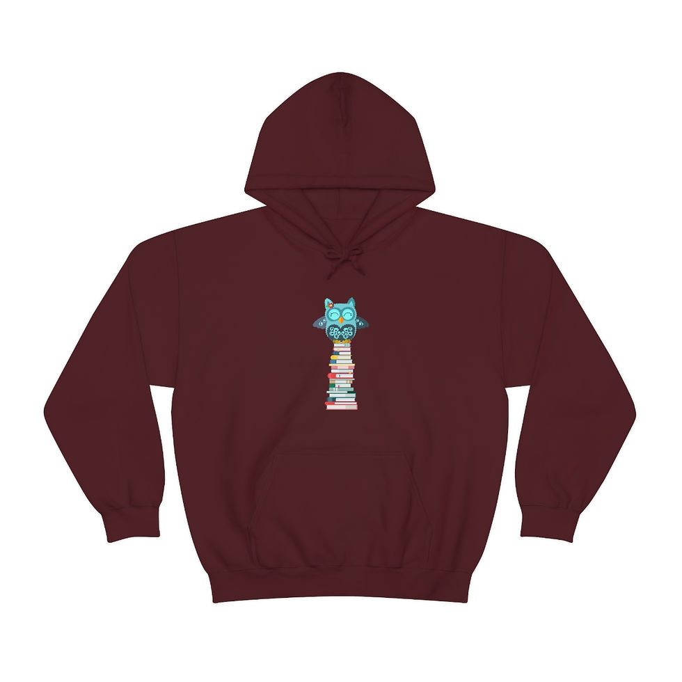 Thumbnail: Very Tall Owl Book Stack: Unisex Heavy Blend™ Hooded Sweatshirt