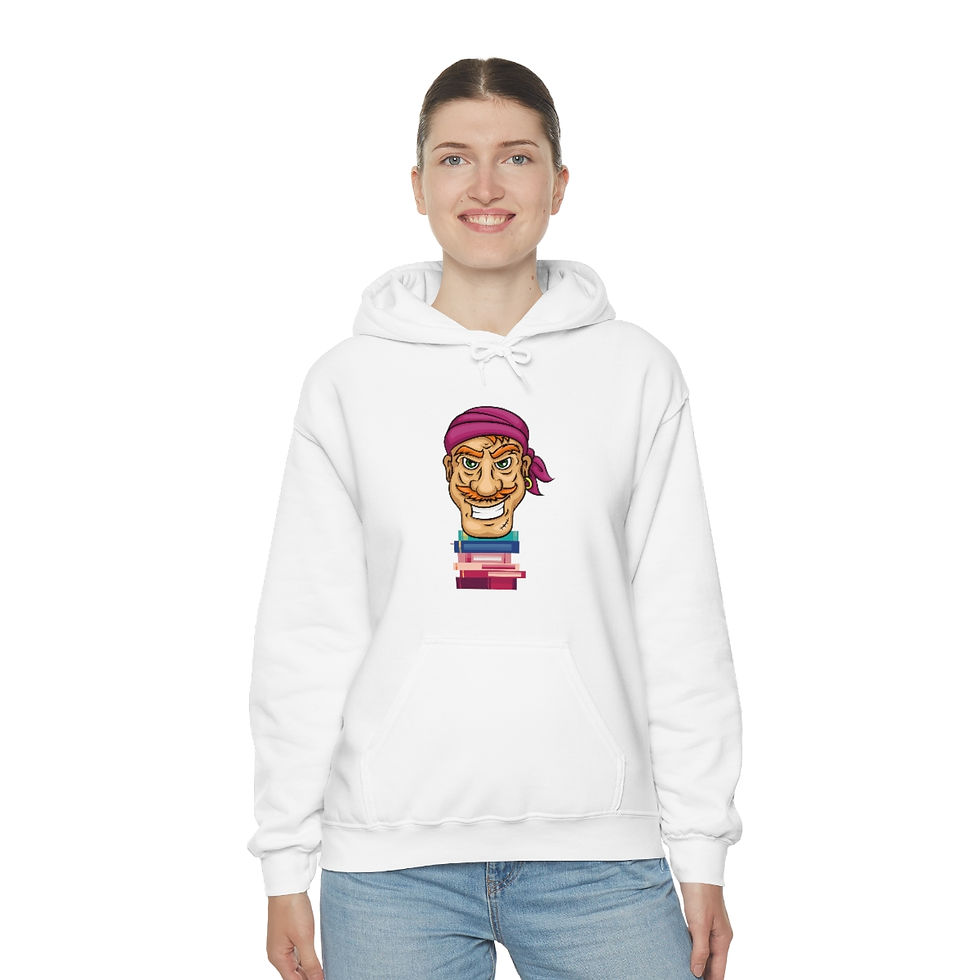 Thumbnail: Pirate Book Stack Pink: Unisex Heavy Blend™ Hooded Sweatshirt