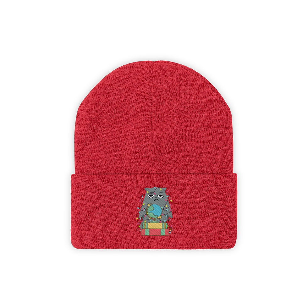 Thumbnail: Gray the cozy, sick cat: Knit Beanie