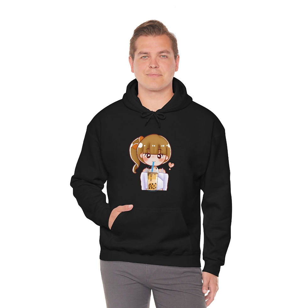 Thumbnail: Girl with her Boba: Unisex Heavy Blend™ Hooded Sweatshirt