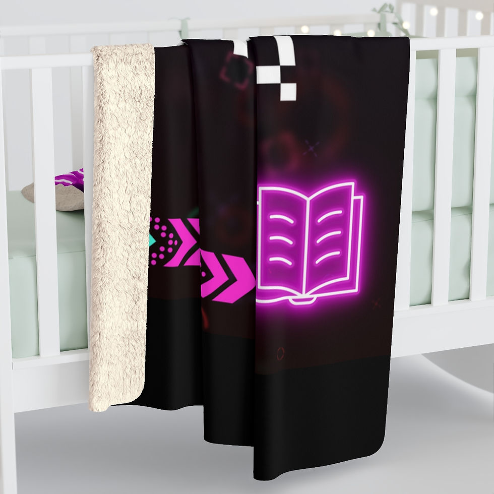 Thumbnail: Book Gamer, Pink Retro Design: High Quality Cozy Fleece Blanket