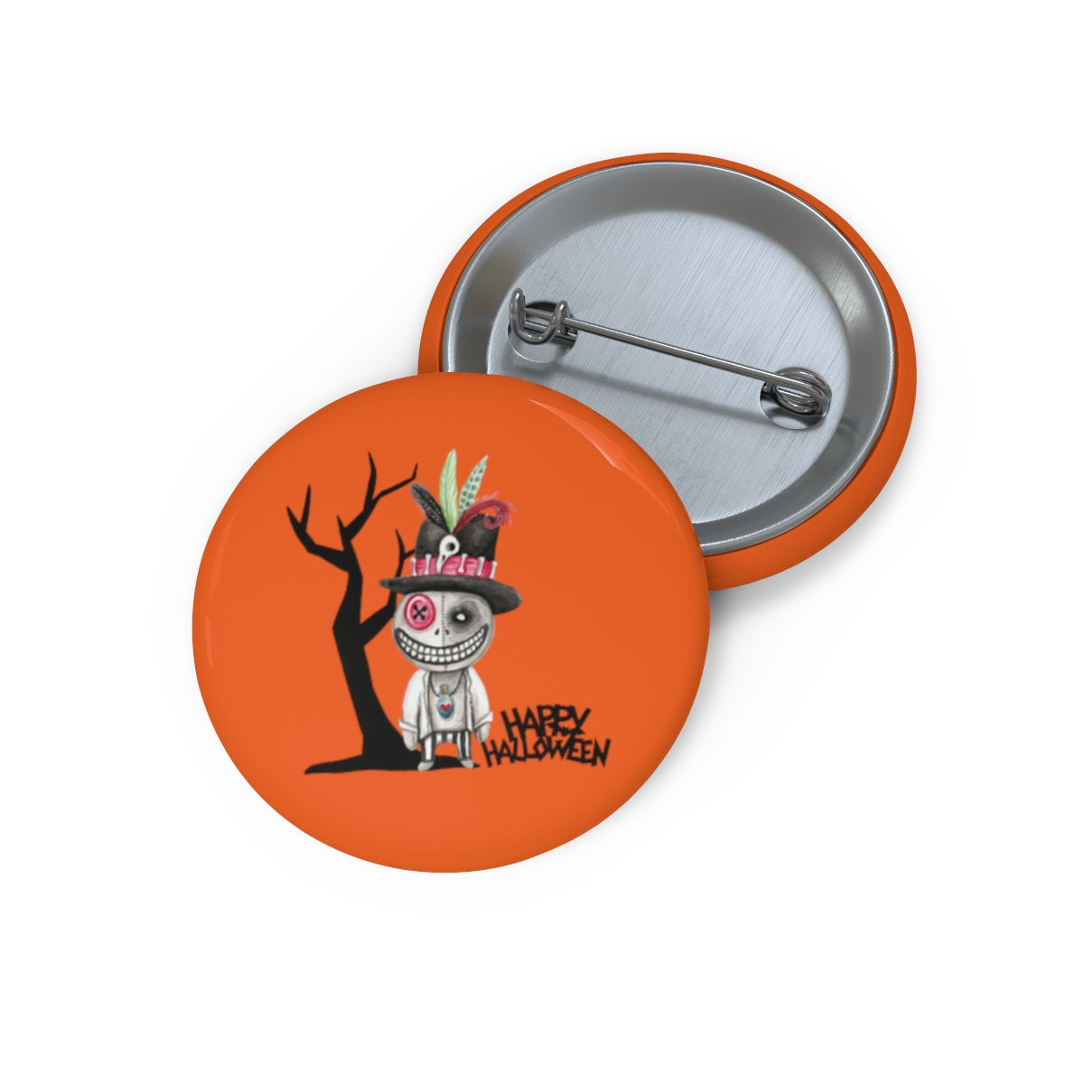 Halloween Dude By A Tree: Pin Buttons