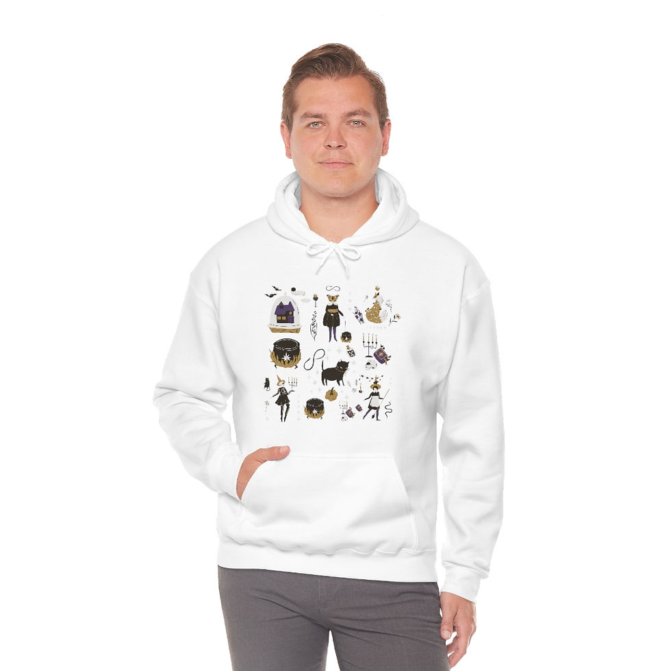 Thumbnail: Halloween Pattern Retro Design: Unisex Heavy Blend™ Hooded Sweatshirt
