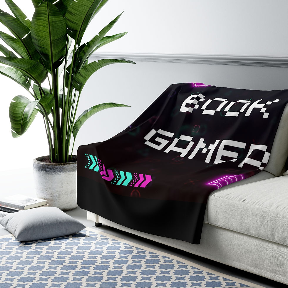 Thumbnail: Book Gamer, Pink Retro Design: High Quality Cozy Fleece Blanket