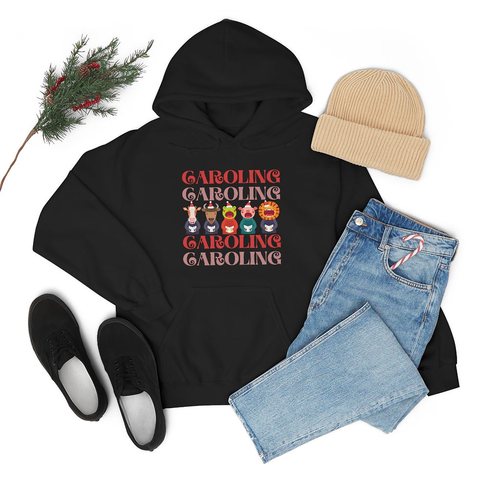 Thumbnail: Caroling Animals for the Holidays: Unisex Heavy Blend™ Hooded Sweatshirt