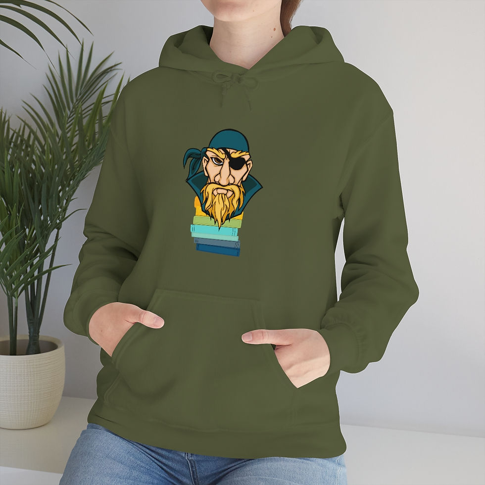 Thumbnail: Pirate Book Stack Blue: Unisex Heavy Blend™ Hooded Sweatshirt